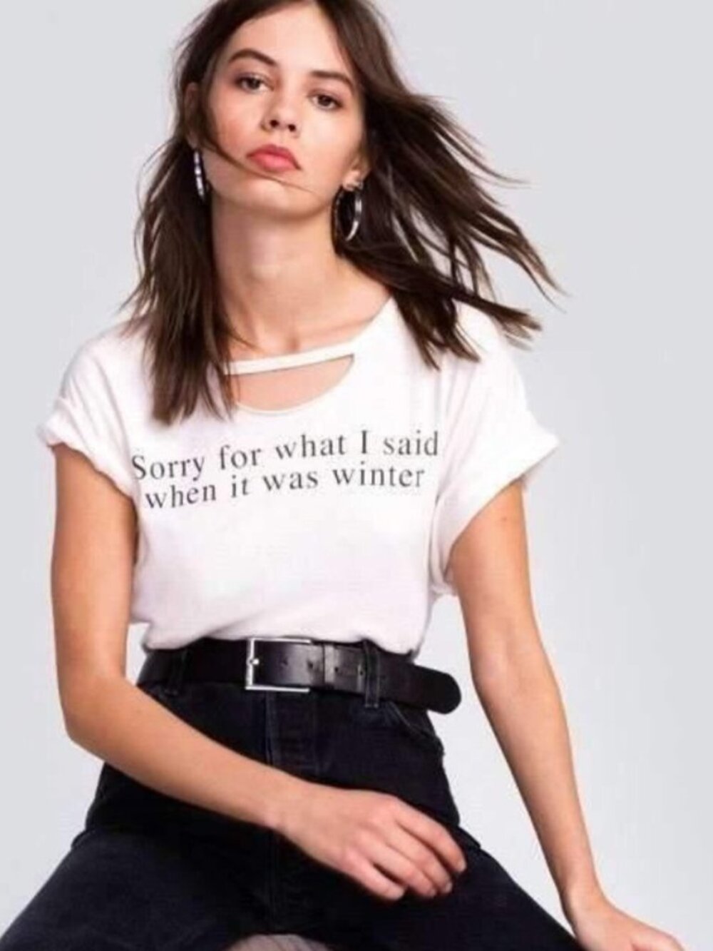WILDFOX Sorry For What I Said Rivo Tee t-shirt light pink oversized buggy XS top